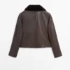 Nappalederjacke mit Lammfellkragen Nappalederjacke mit Lammfellkragen
