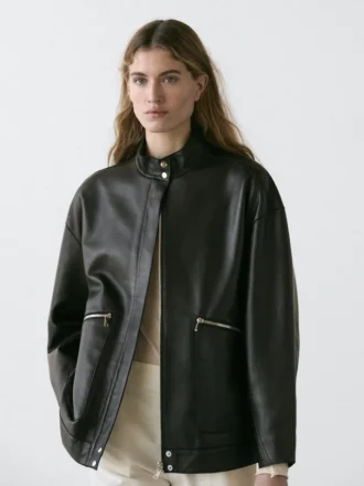 Nappalederjacke mit Taschendetails Nappalederjacke mit Taschendetails