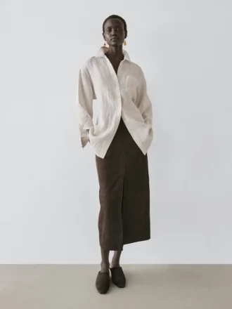 Overshirt aus 100 % Leinen im Waffelstrick