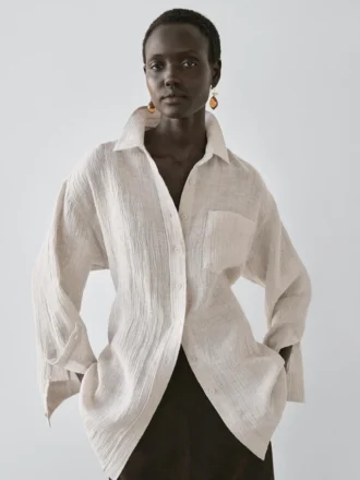 Overshirt aus 100 % Leinen im Waffelstrick