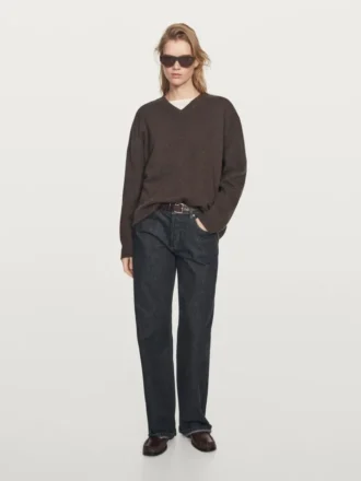 Oversize-Strickpullover mit V-Ausschnitt