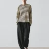 Oversize-T-Shirt aus Baumwollmischung mit Streifenmuster Oversize-T-Shirt aus Baumwollmischung mit Streifenmuster