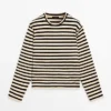Oversize-T-Shirt aus Baumwollmischung mit Streifenmuster Oversize-T-Shirt aus Baumwollmischung mit Streifenmuster