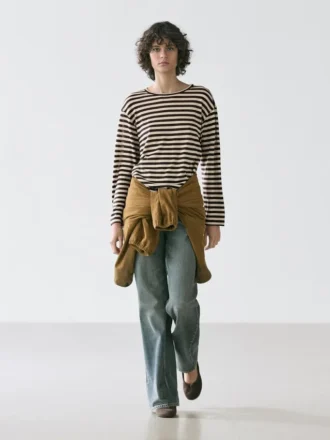 Oversize-T-Shirt mit langen Ärmeln und Streifenmuster