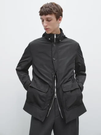 Parka mit Kapuze und Stoffdetails