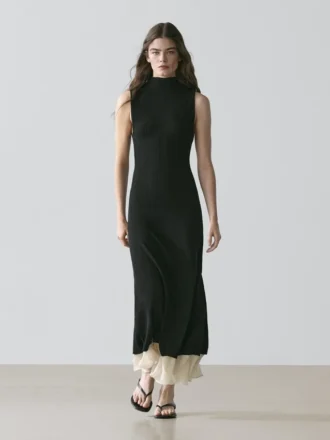 Plissiertes Midikleid mit Rüschen