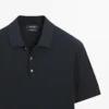 Poloshirt aus 100 % Baumwolle mit Zopfmuster Poloshirt aus 100 % Baumwolle mit Zopfmuster