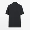 Poloshirt aus 100 % Baumwolle mit Zopfmuster Poloshirt aus 100 % Baumwolle mit Zopfmuster