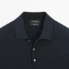 Poloshirt aus 100 % Baumwolle mit Zopfmuster Poloshirt aus 100 % Baumwolle mit Zopfmuster
