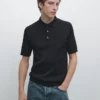 Poloshirt aus 100 % Baumwolle mit Zopfmuster Poloshirt aus 100 % Baumwolle mit Zopfmuster