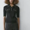 Poloshirt aus Baumwollstrick mit Kontrastdetails