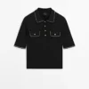 Poloshirt aus Baumwollstrick mit Kontrastdetails