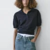 Poloshirt aus Wollmischgewebe