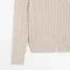 Pullover aus 100 % Baumwolle mit Zopfmuster und Rundhalsausschnitt