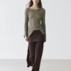 Pullover aus Baumwollmischung mit Cutwork-Muster