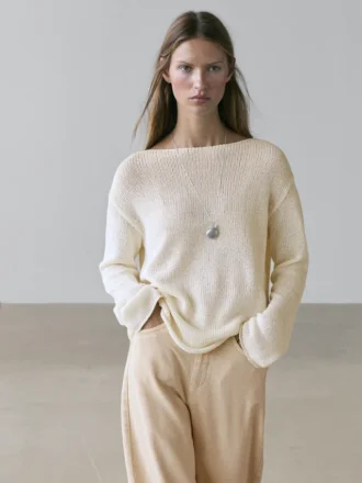 Pullover aus Baumwollmischung mit Cutwork-Muster