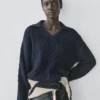 Pullover aus Baumwollmischung mit Poloshirt-Kragen