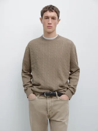 Pullover aus Baumwollmischung mit Zopfmuster