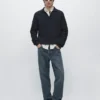 Pullover aus Baumwollstrick mit Poloshirt-Ausschnitt