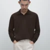 Pullover aus Baumwollstrick mit Poloshirt-Ausschnitt