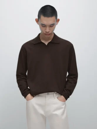 Pullover aus Baumwollstrick mit Poloshirt-Ausschnitt