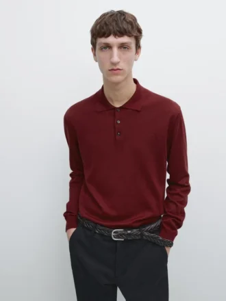 Pullover aus Baumwollstrick mit Poloshirt-Ausschnitt