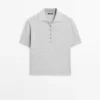 Pullover aus Baumwollstrick mit Poloshirt-Ausschnitt