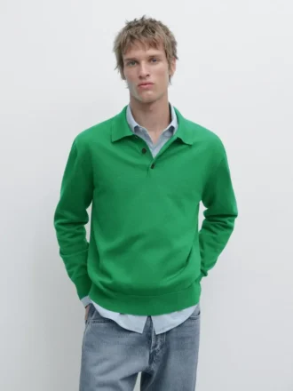Pullover aus Baumwollstrick mit Poloshirt-Kragen