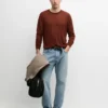 Pullover aus Leinen- und Kaschmir-Strick mit Rundhalsausschnitt