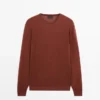 Pullover aus Leinen- und Kaschmir-Strick mit Rundhalsausschnitt