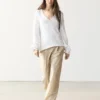 Pullover mit V-Ausschnitt und Cutwork-Verzierung
