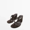 Sandalen mit Keilabsatz aus Spaltleder