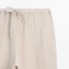 Sarouel-Hose aus 100 % Leinen mit Waffelstruktur Sarouel-Hose aus 100 % Leinen mit Waffelstruktur