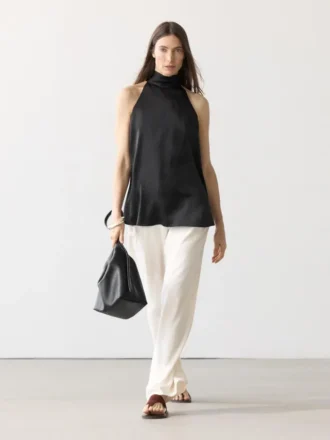Satin-Haltertop mit Bindedetail Satin-Haltertop mit Bindedetail