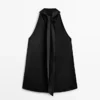 Satin-Haltertop mit Bindedetail Satin-Haltertop mit Bindedetail