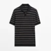 Strick-Poloshirt mit Kontraststreifen Strick-Poloshirt mit Kontraststreifen