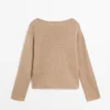 Strickpullover aus Baumwolle und Leinen mit Taschendetail
