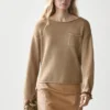 Strickpullover aus Baumwolle und Leinen mit Taschendetail