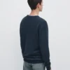Strickpullover aus Baumwolle und Wolle mit Rundhalsausschnitt