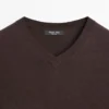 Strickpullover aus Baumwollmischung mit V-Ausschnitt