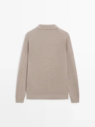 Strickpullover aus Leinen mit Polokragen