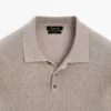Strickpullover aus Leinen mit Polokragen