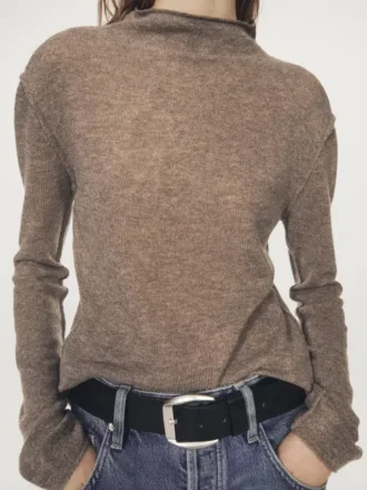 Strickpullover aus Wollmischung mit Rollkragen
