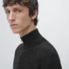 Strickpullover mit Stehkragen und Reißverschluss