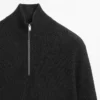 Strickpullover mit Stehkragen und Reißverschluss