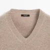 Strickpullover mit V-Ausschnitt und Ellbogenpatches