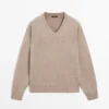 Strickpullover mit V-Ausschnitt und Ellbogenpatches
