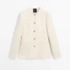 Strukturierte Jacke aus Wollmischung mit Strassknöpfen Strukturierte Jacke aus Wollmischung mit Strassknöpfen