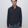 Strukturiertes Piqué-Poloshirt mit langen Ärmeln Strukturiertes Piqué-Poloshirt mit langen Ärmeln