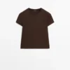 T-Shirt aus 100 % Baumwolle mit Nahtdetail T-Shirt aus 100 % Baumwolle mit Nahtdetail